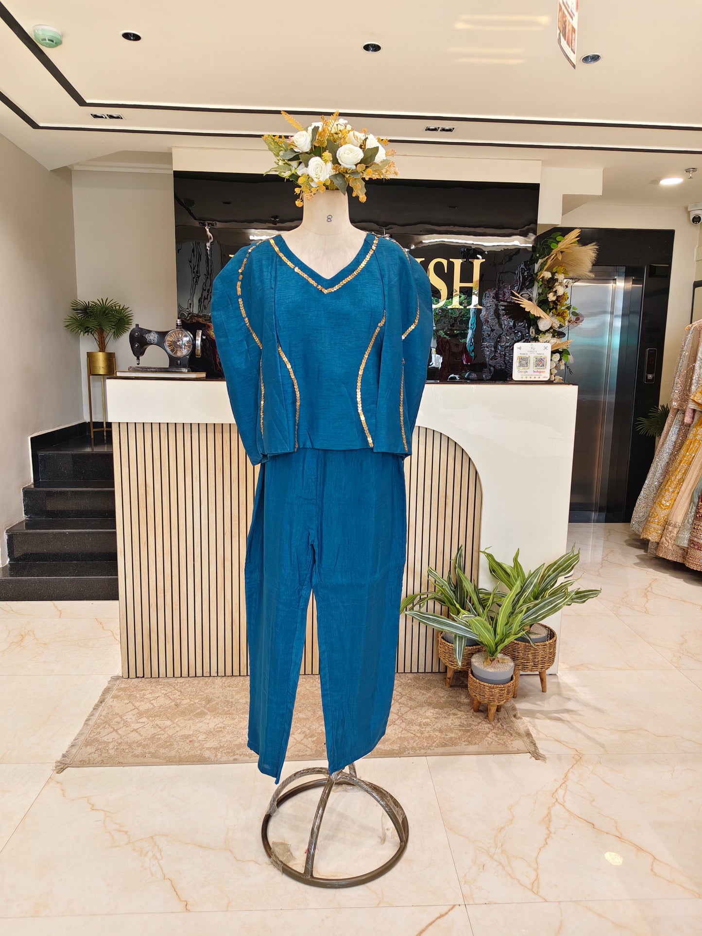 Blue Silk Co-ord Set