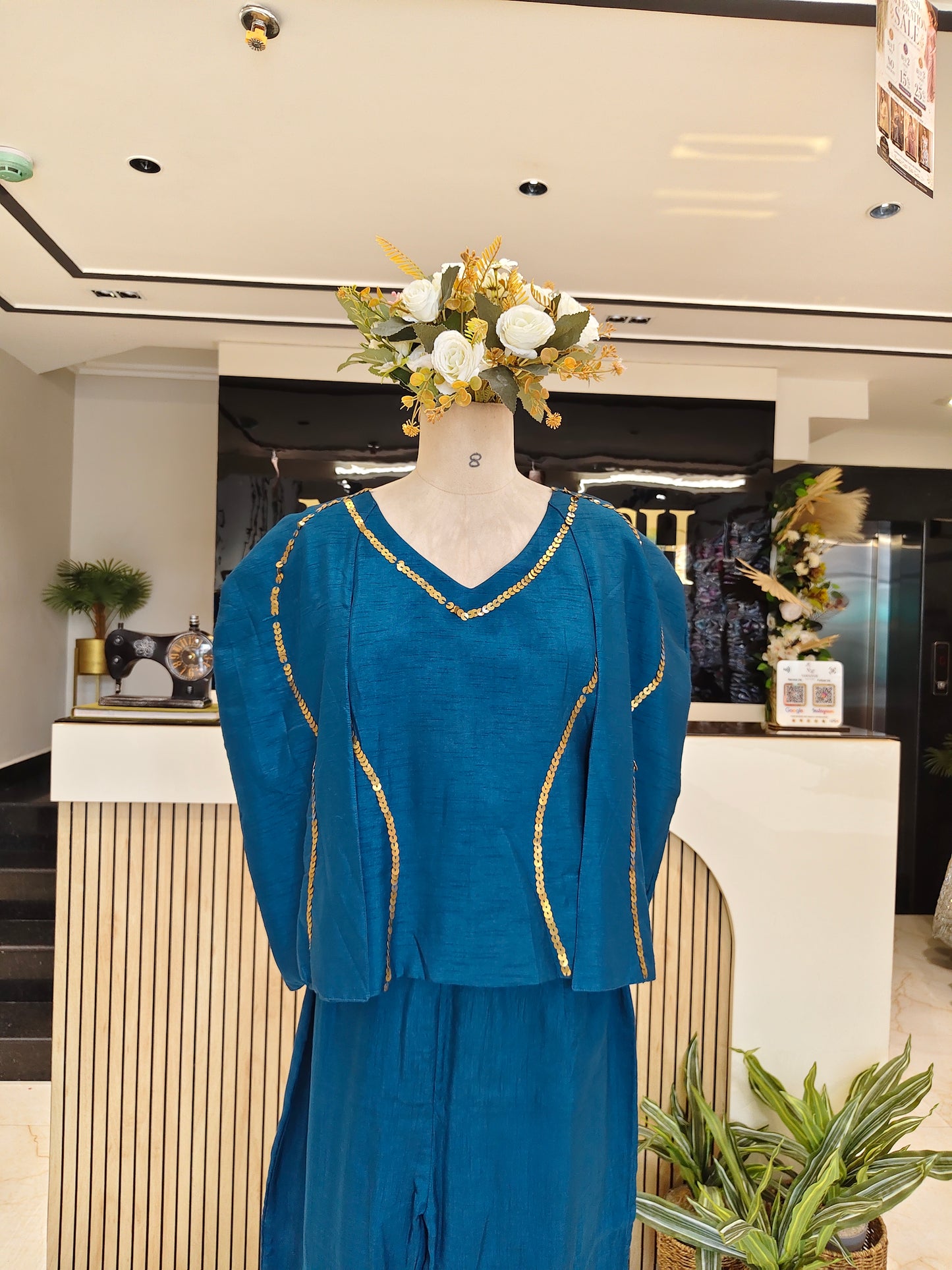 Blue Silk Co-ord Set