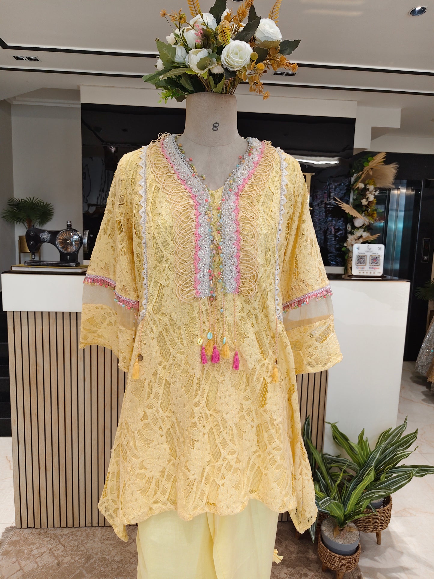 Yellow Net Co-ord Set