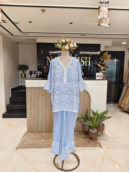 Sky Blue Crepe Co-ord Set