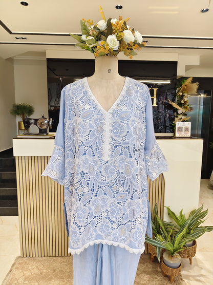 Sky Blue Crepe Co-ord Set