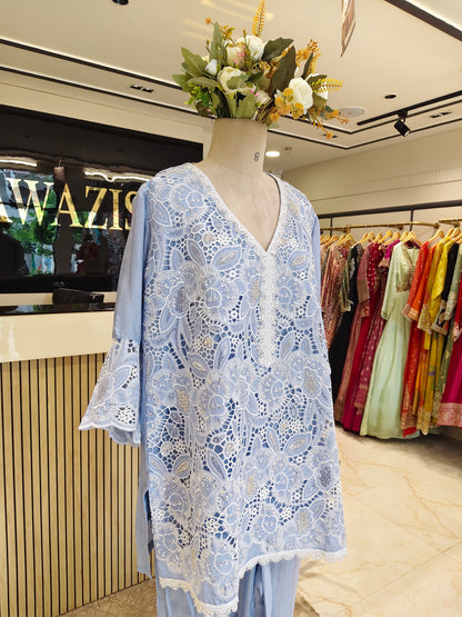 Sky Blue Crepe Co-ord Set