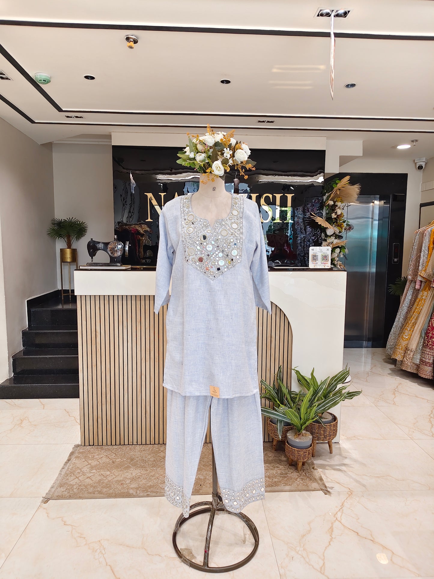 Sky Blue Jute Cotton Co-ord Set