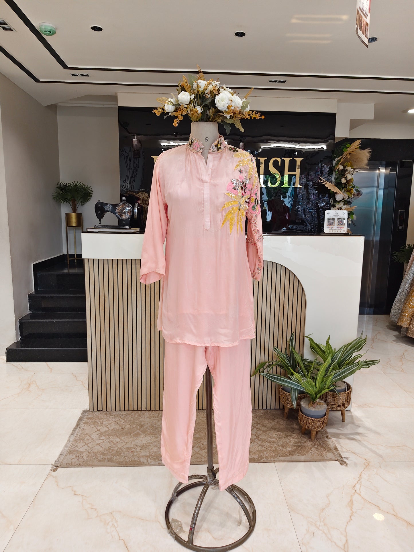 Peach Crepe Co-ord Set