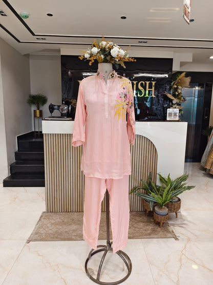 Peach Crepe Co-ord Set