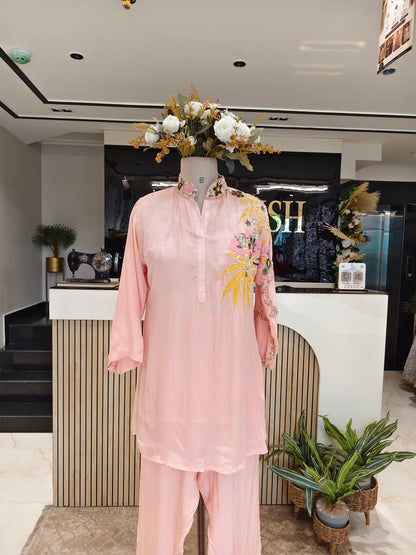 Peach Crepe Co-ord Set