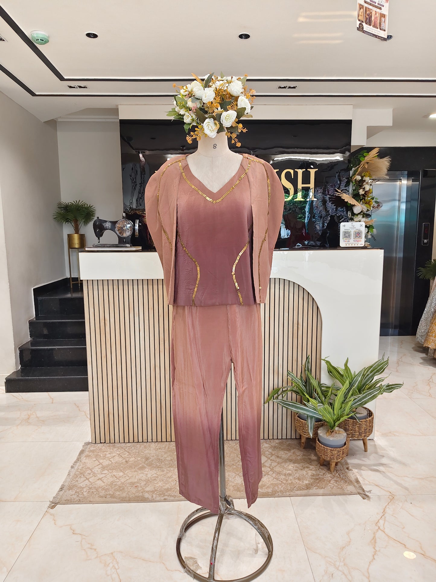 Brown Crepe Co-ord Set