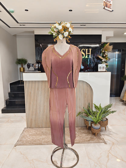 Brown Crepe Co-ord Set