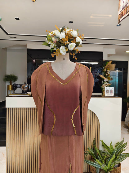 Brown Crepe Co-ord Set