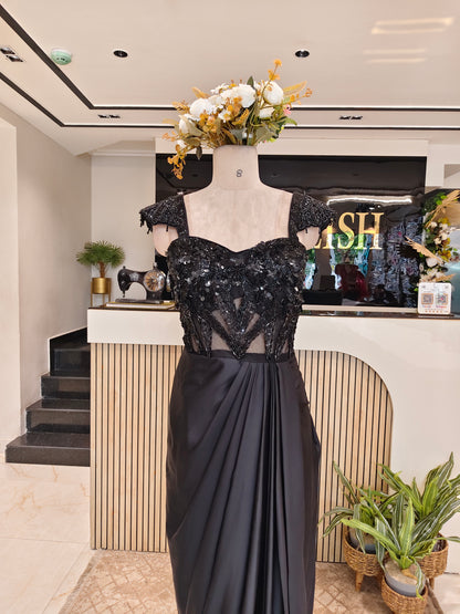 Black Satin Designer Gown