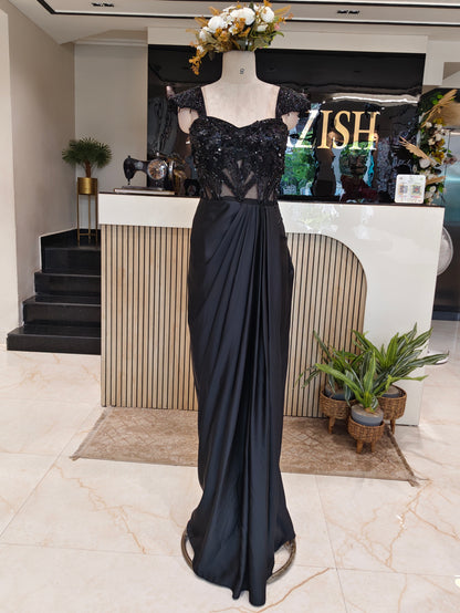Black Satin Designer Gown