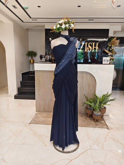 Navy Blue Lycra Gown