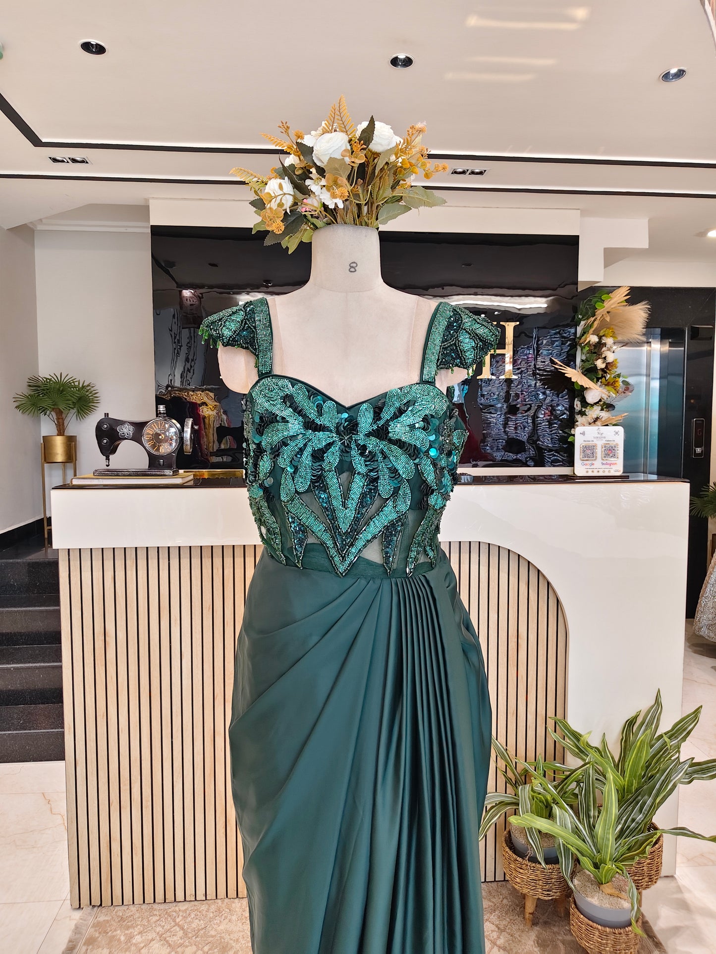 Bottle Green Satin Gown
Designer Satin Party Gown
Sequins Cutdana Work Gown
Reception Wear Designer Gown
Luxury Ethnic Gown