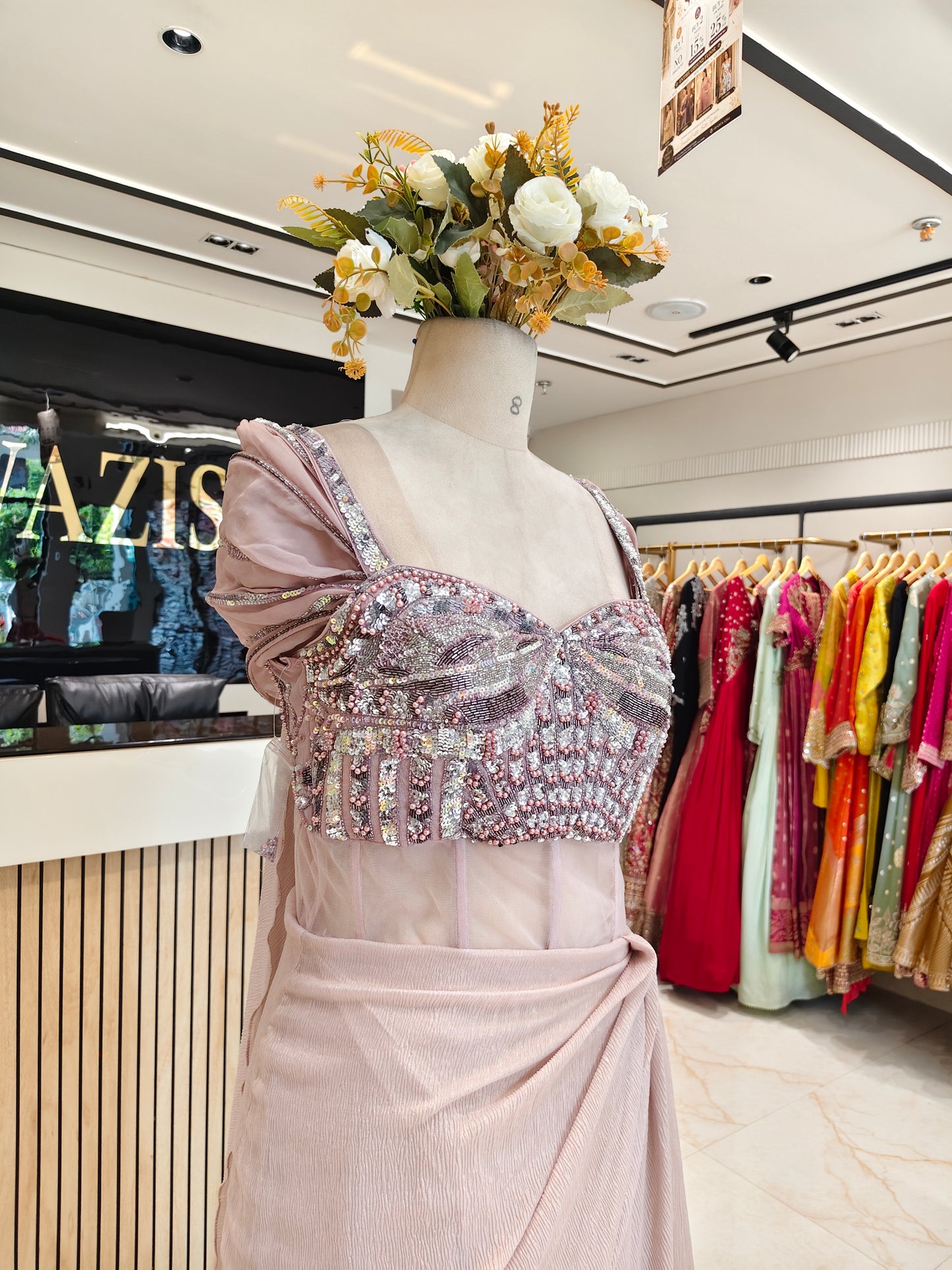 Lavender Crush Tissue Indo-Western Gown