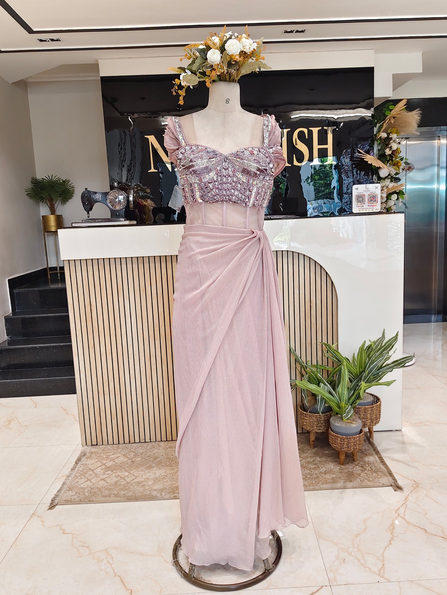 Lavender Crush Tissue Indo-Western Gown