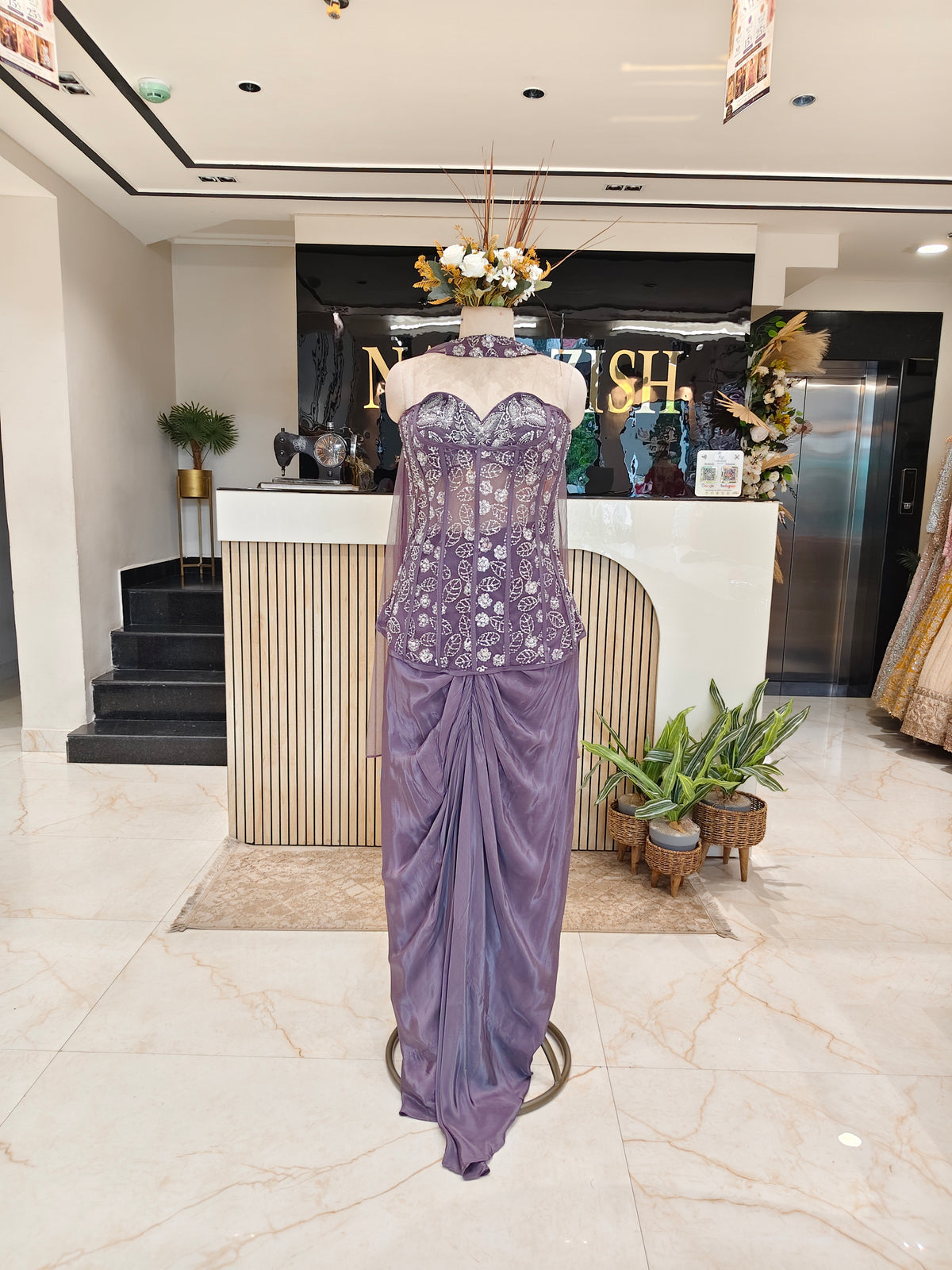 Purple Net Lycra Co-ord Set