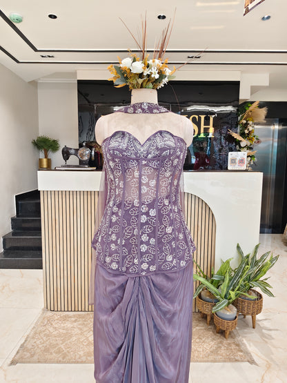 Purple Net Lycra Co-ord Set