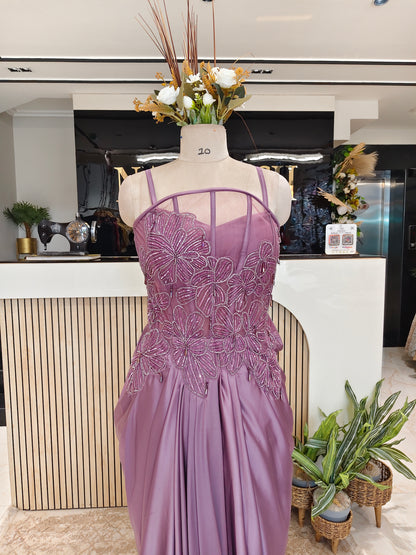 Purple Lycra Indo-Western Gown