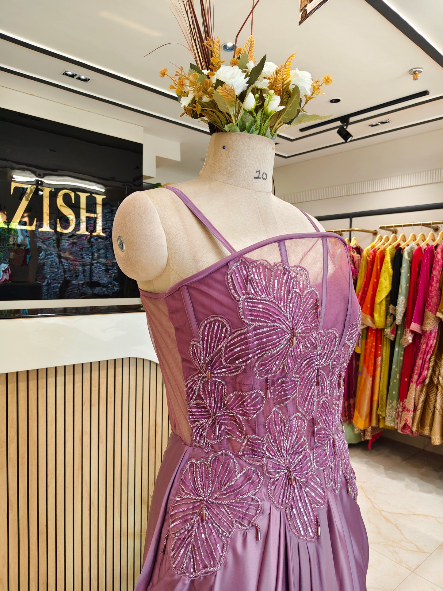 Purple Lycra Indo-Western Gown