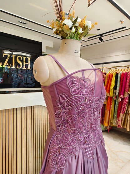 Purple Lycra Indo-Western Gown