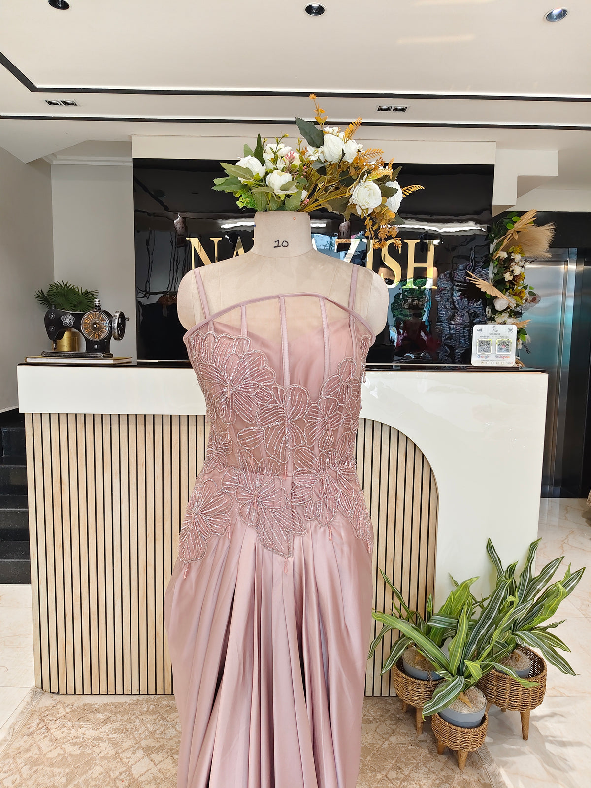 Rose Gold Lycra Indo-Western Gown