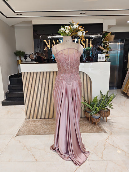 Rose Gold Lycra Indo-Western Gown