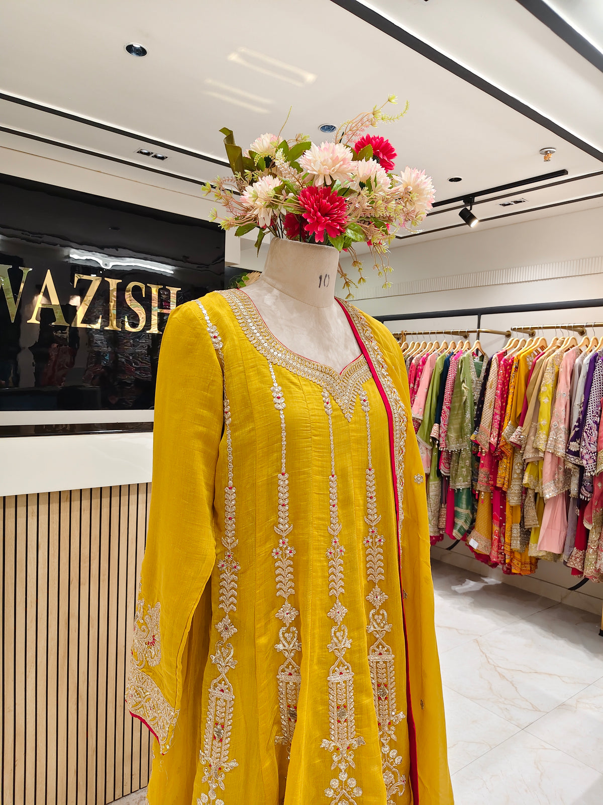 Mustard Cotton Anarkali Set