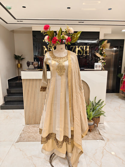 Golden Tissue Anarkali Set