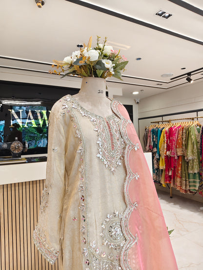 Golden Tissue Kurta Palazzo Set