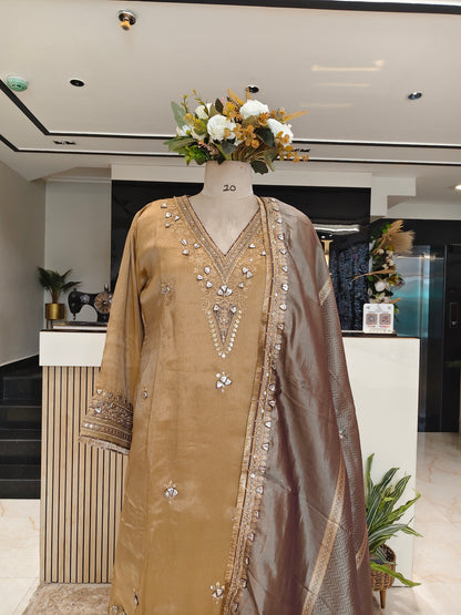 Golden Tissue Kurta Farshi Salwar Set