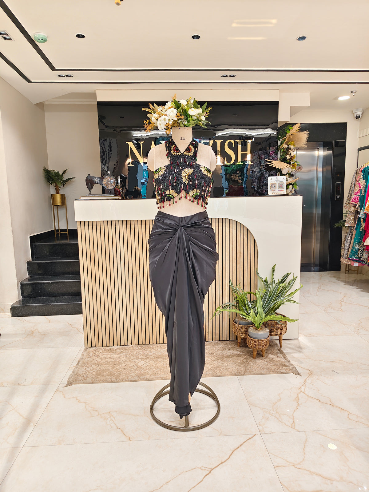 Black Lycra Indo-Western Set