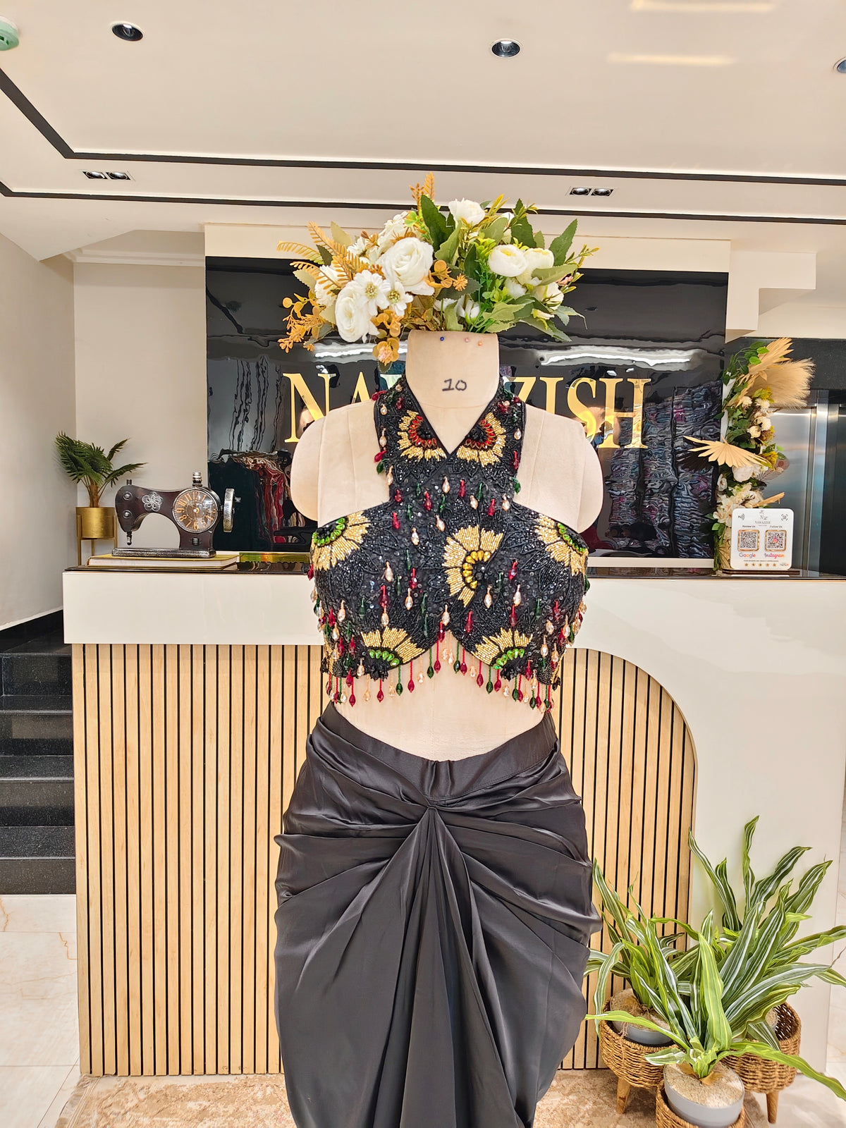 Black Lycra Indo-Western Set
