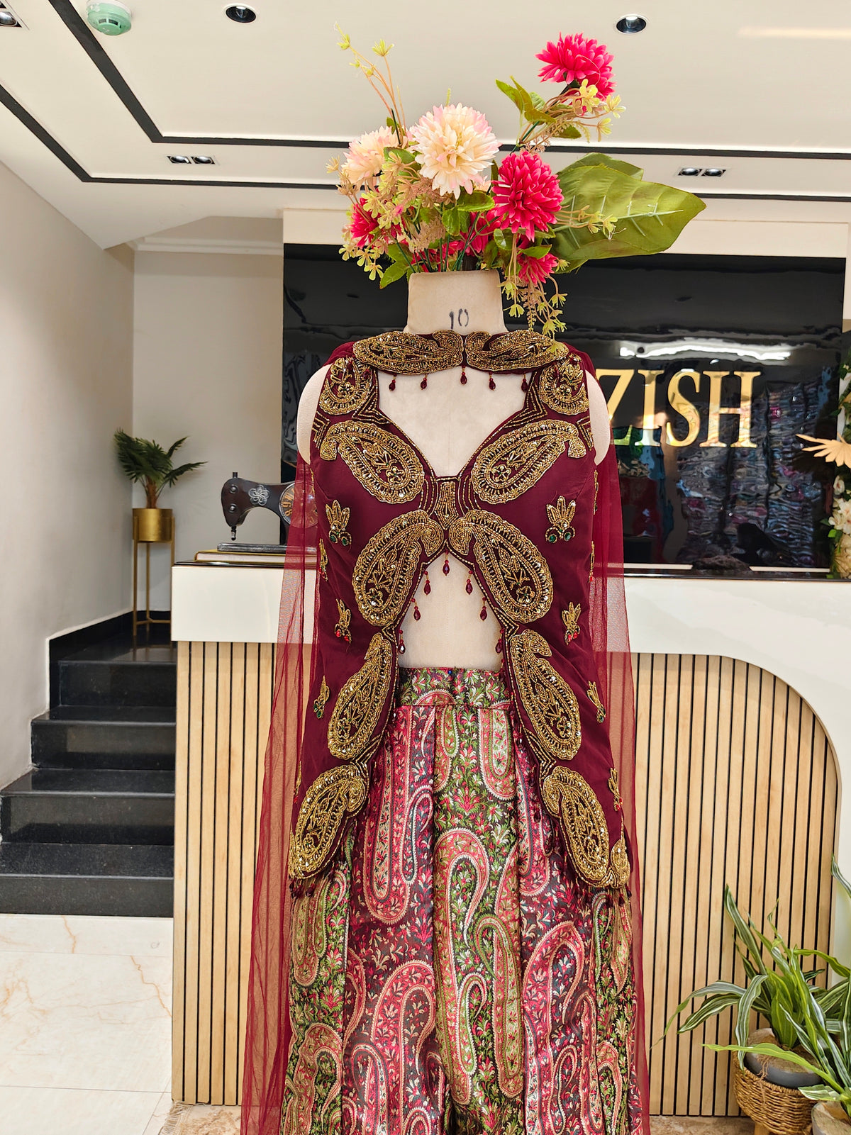 Maroon Brocade Silk Indo-Western Sharara Set