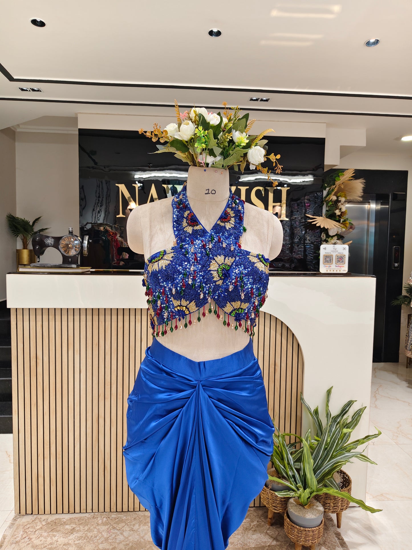 Blue Lycra Indo-Western Set