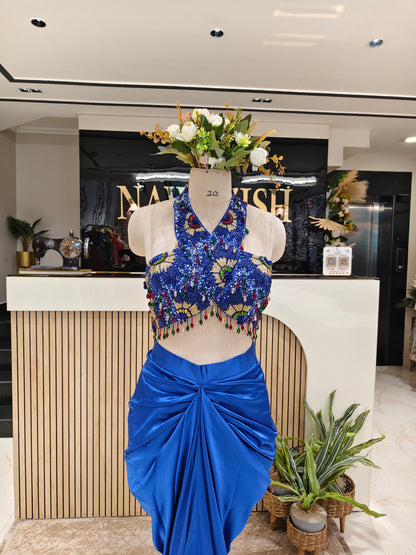 Blue Lycra Indo-Western Set