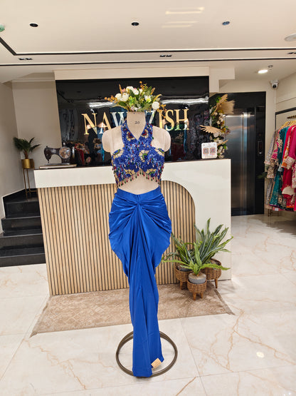 Blue Lycra Indo-Western Set