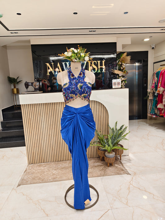 Blue Lycra Indo-Western Set