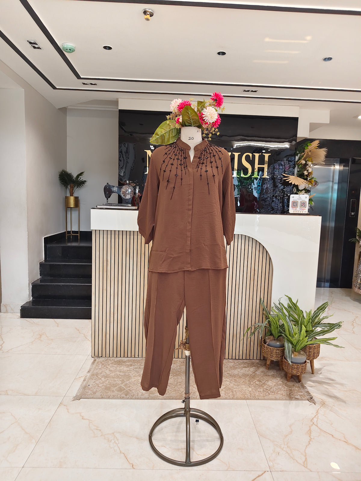 Brown Lycra Co-ord Set