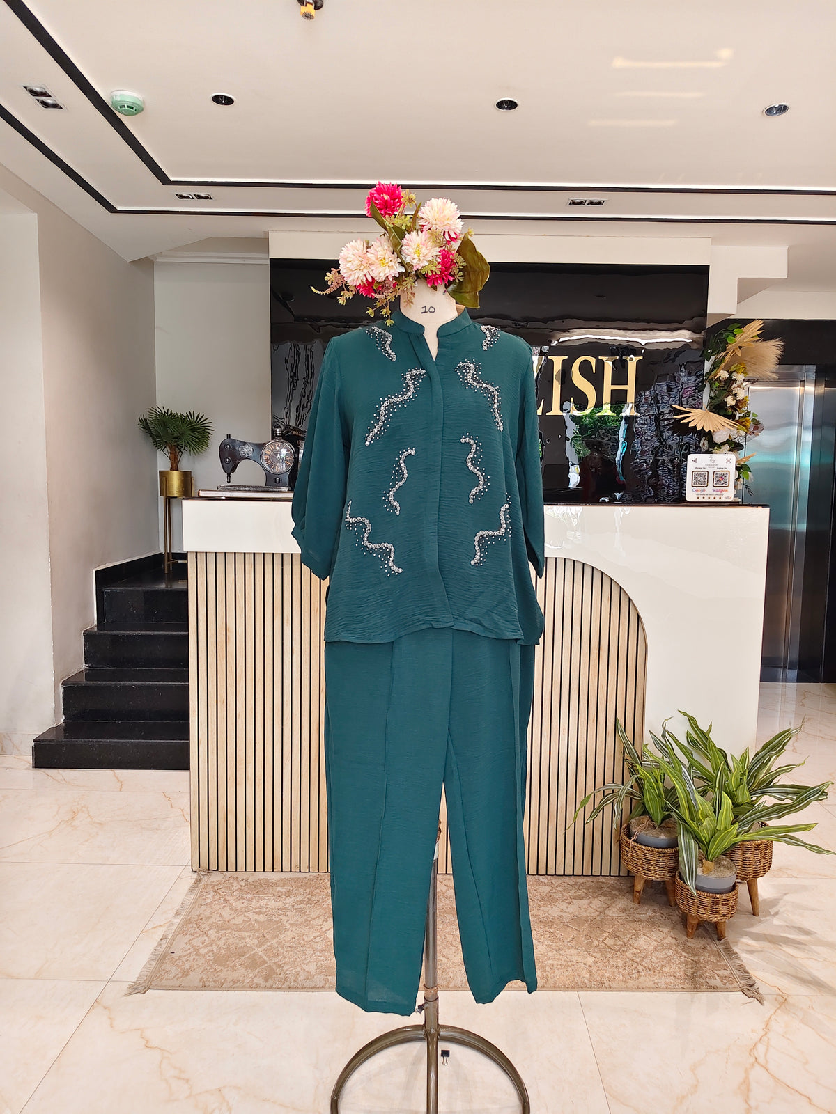 Bottle Green Lycra Co-ord Set