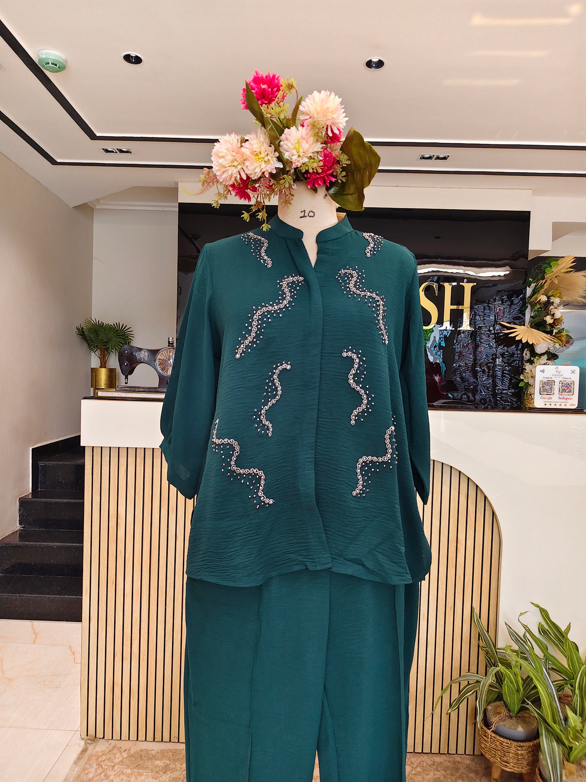 Bottle Green Lycra Co-ord Set