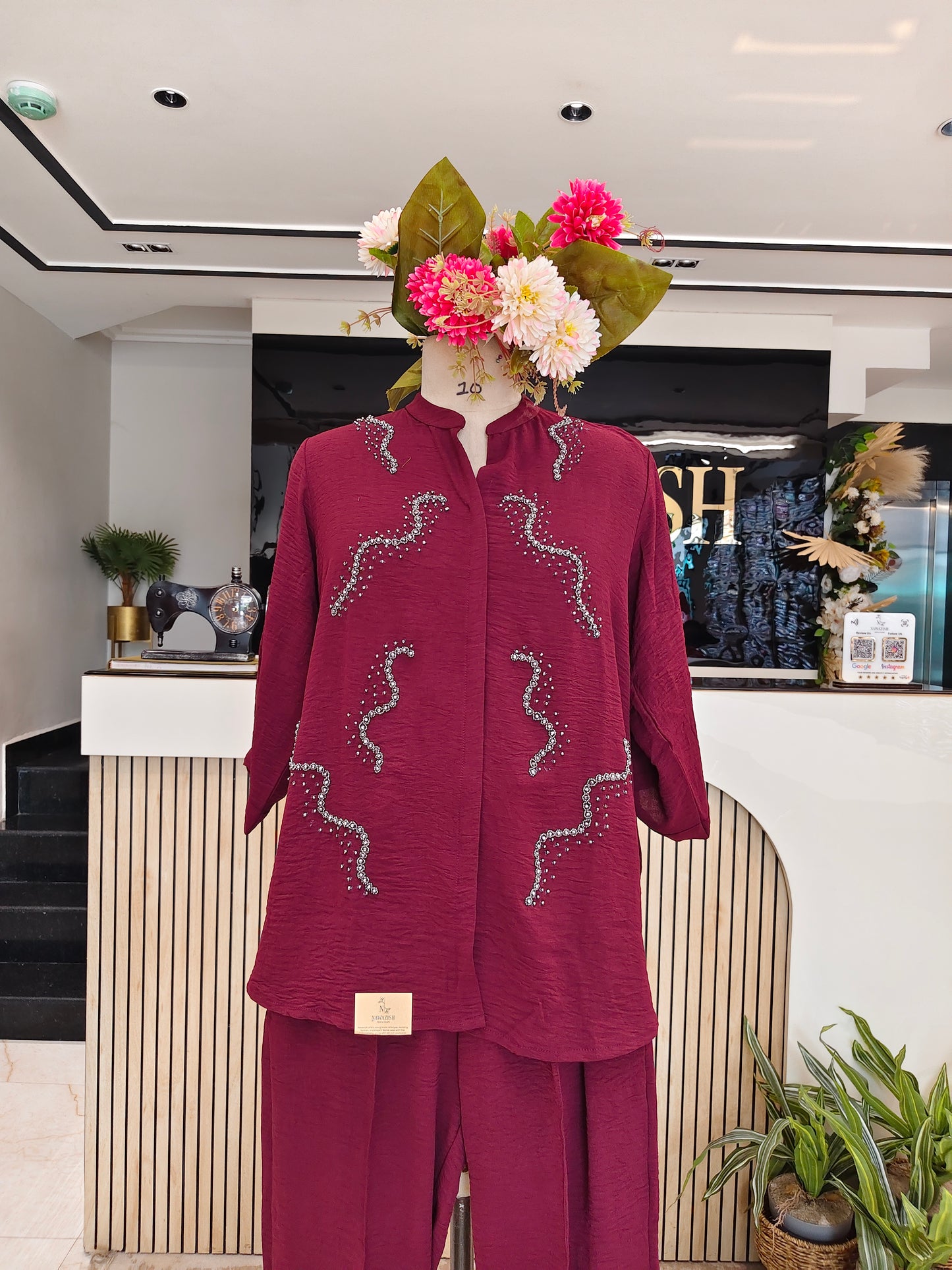 Maroon Lycra Co-ord Set
