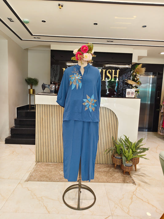 Blue Lycra Co-ord Set