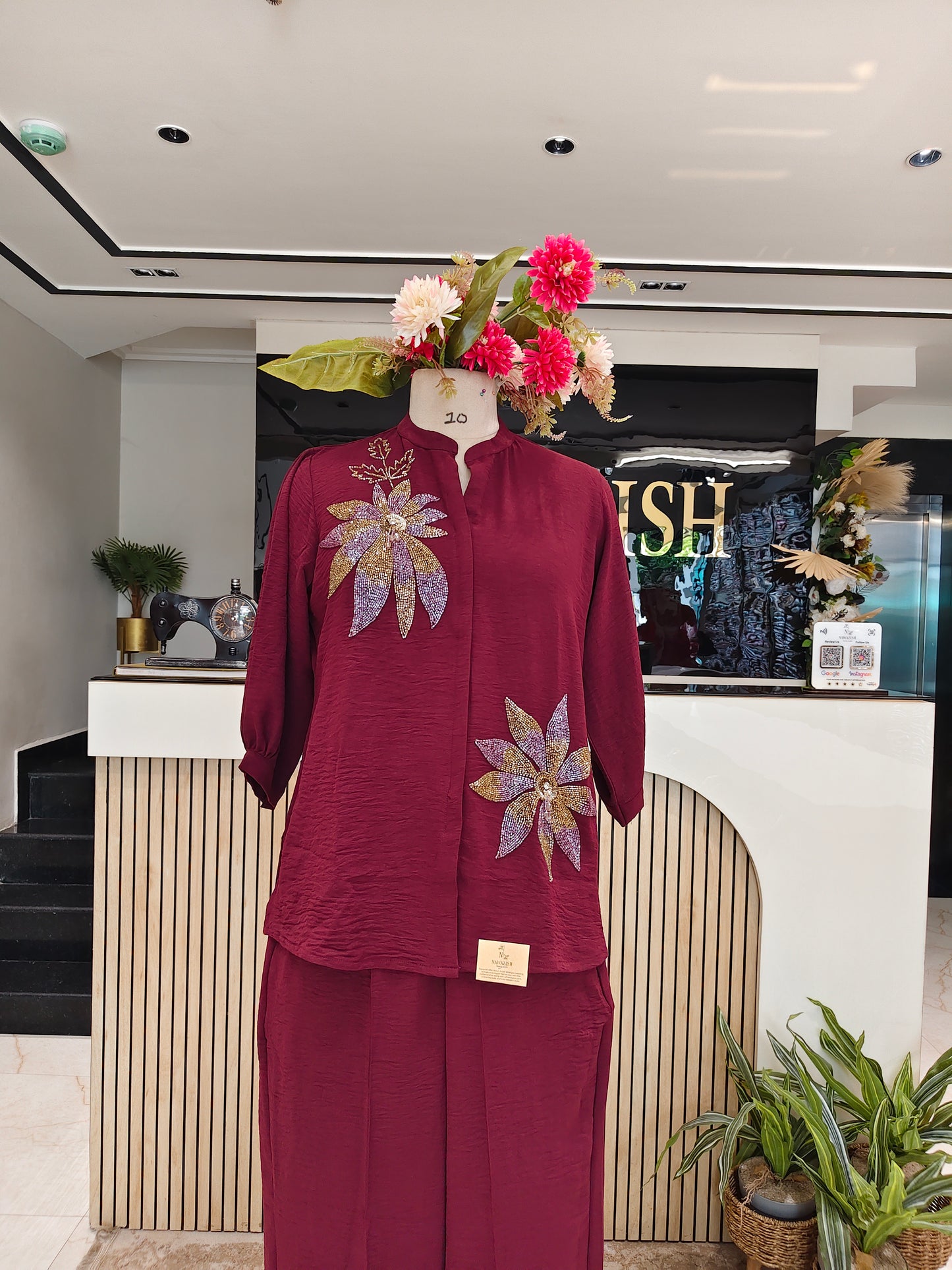 Maroon Lycra Co-ord Set