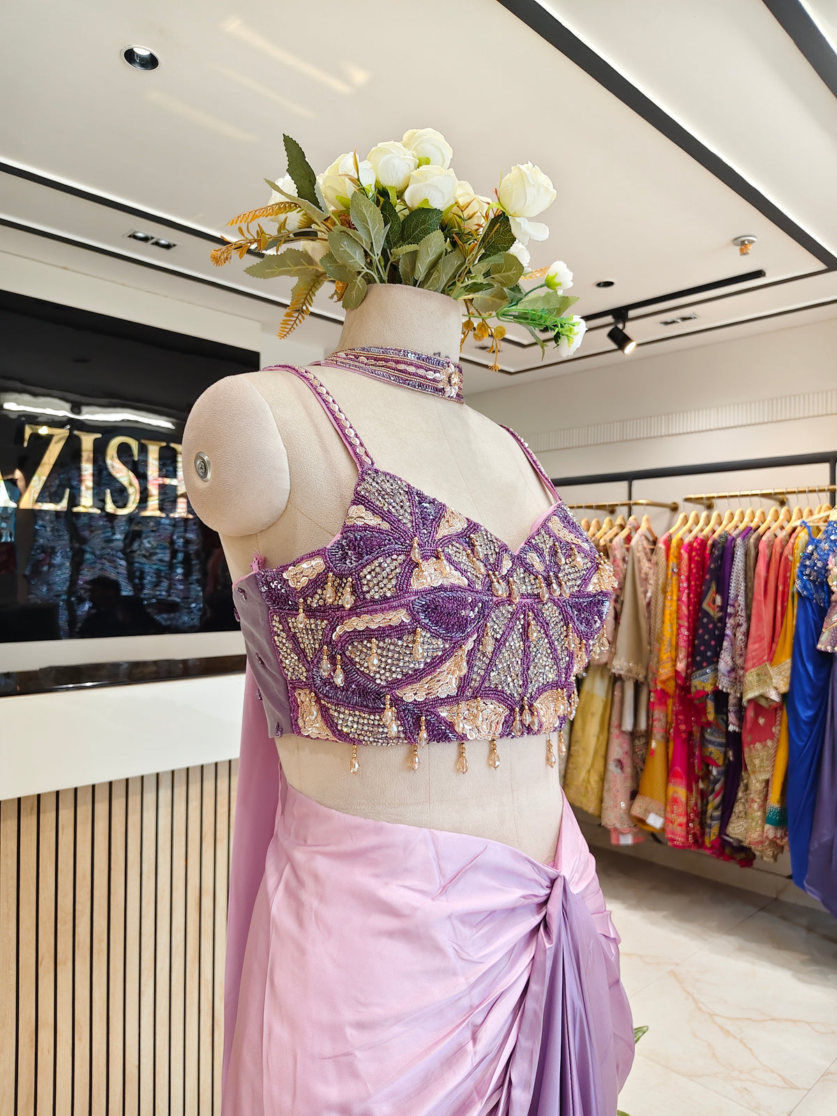 Lavender Ombre Satin Indo-Western Set