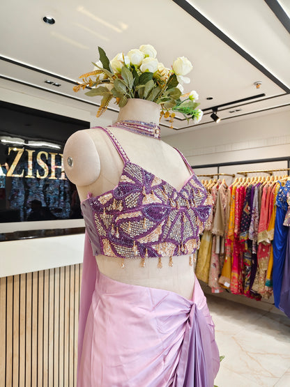 Lavender Ombre Satin Indo-Western Set