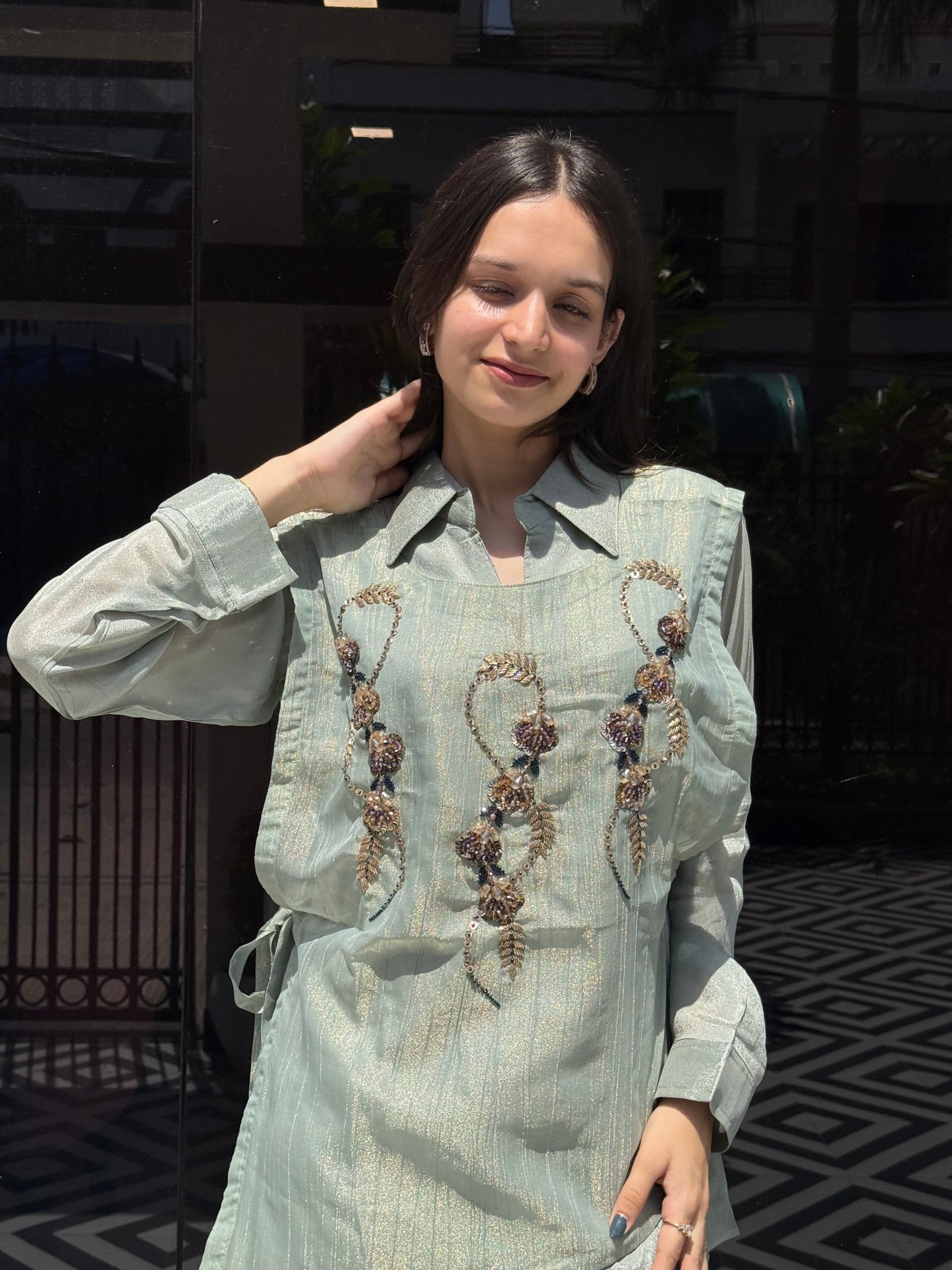 Sky Blue Linen Tissue Co-Ord Set