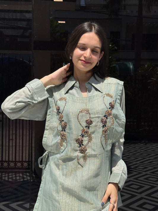 Sky Blue Linen Tissue Co-Ord Set
