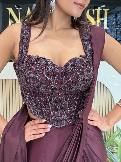 Maroon Drape Saree