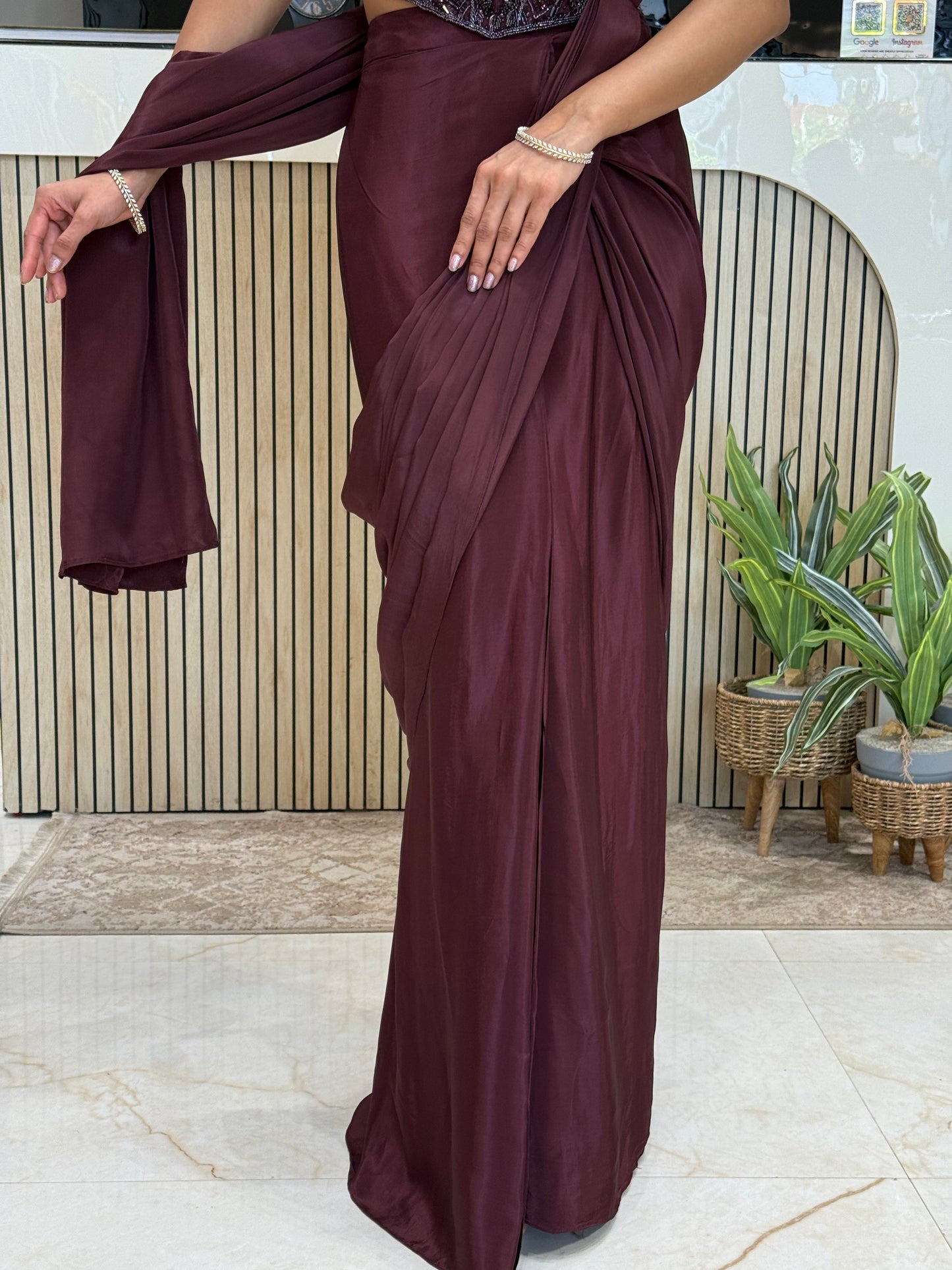 Maroon Drape Saree