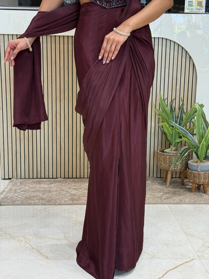 Maroon Drape Saree